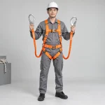 Dây an toàn 2 móc dây polyester cường lực màu cam móc lớn khóa kép