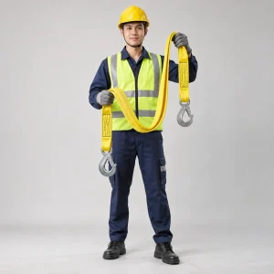 Cáp vải cẩu hàng dây polyester cường lực màu vàng móc nhỏ gọn nhẹ