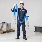 Cáp vải cẩu hàng đai nylon chịu tải màu xanh hai móc chống sốc