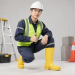 Ủng bảo hộ mũi thép PU nhẹ màu vàng lót vải êm chân