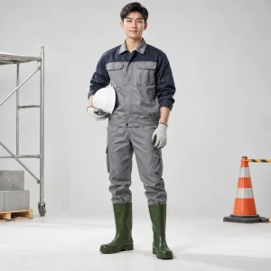 Ủng bảo hộ mũi thép nhựa tổng hợp chống nước màu xanh rêu mũi thép