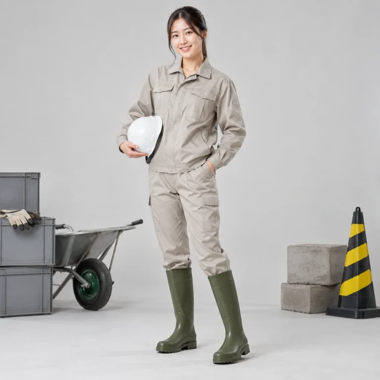 Ủng cao su bảo hộ PU nhẹ màu xanh rêu cổ cao chống nước