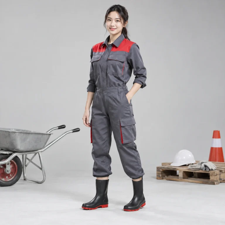 Ủng cao su thấp cổ cao su tự nhiên màu đen phối đỏ lót vải êm chân