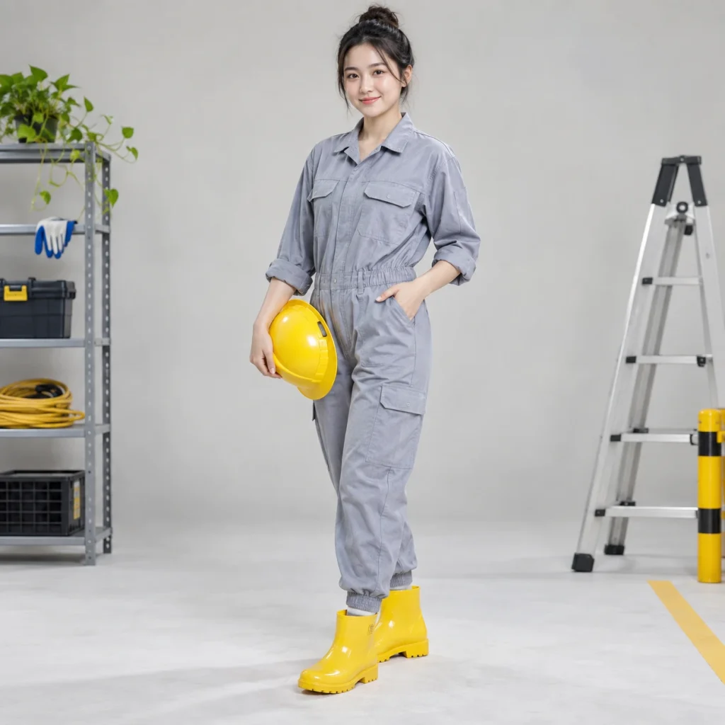 Ủng cao su thấp cổ nhựa tổng hợp chống nước màu vàng đế chống trượt