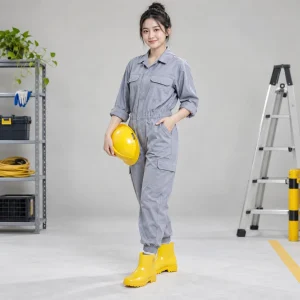Ủng cao su thấp cổ nhựa tổng hợp chống nước màu vàng đế chống trượt