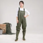 Ủng lội nước liền quần cao su tự nhiên màu xanh rêu đế chống trượt