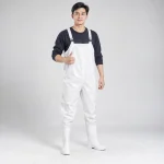 Ủng lội nước liền quần nhựa PVC dẻo màu trắng lót vải êm chân