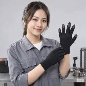 Găng tay vải cao su nitrile màu đen phủ đầu ngón