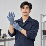 Găng tay y tế sợi chống cắt màu xanh lót mềm thấm hút