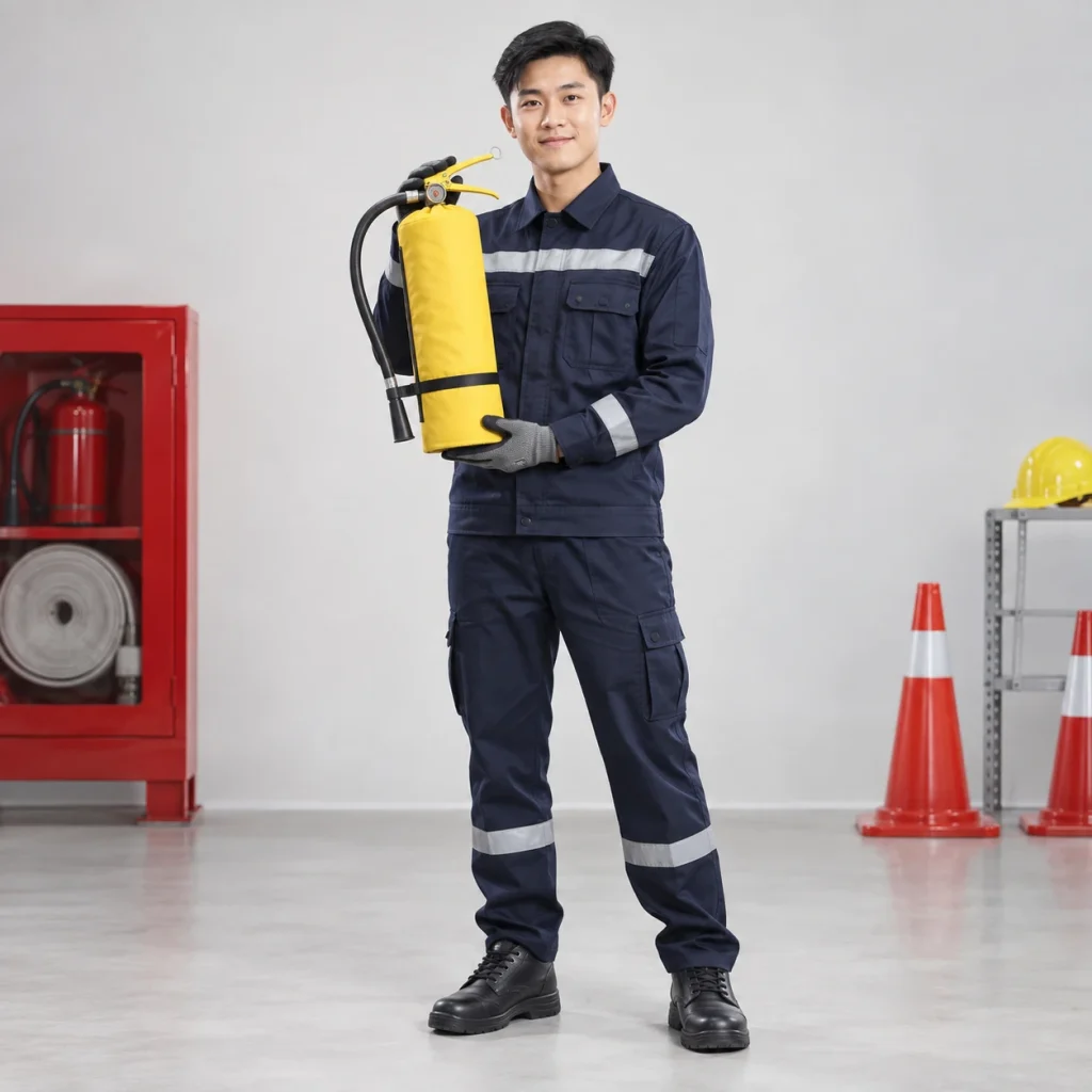 Bình chữa cháy vải chống cháy màu vàng van khóa an toàn