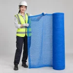Lưới bao che công trình sợi PP cường lực màu xanh dương dệt nút chắc chắn