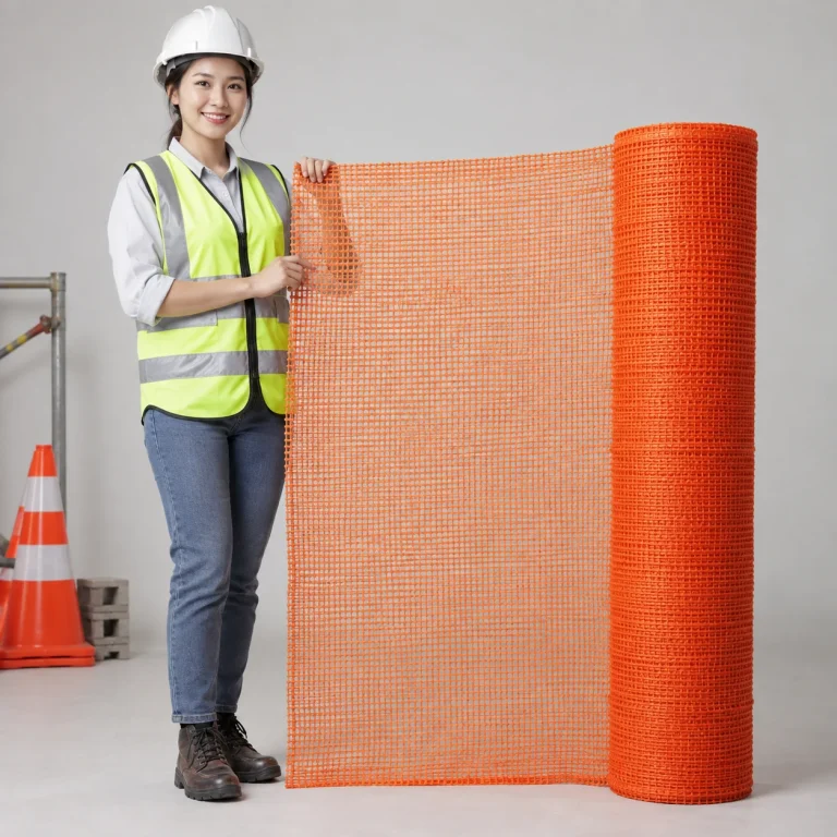 Lưới bao che công trình sợi polyester màu cam mắt lưới nhỏ