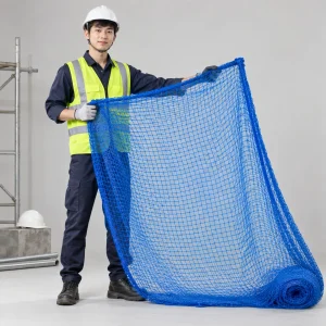 Lưới chống vật rơi sợi polyester màu xanh dương chống tia UV