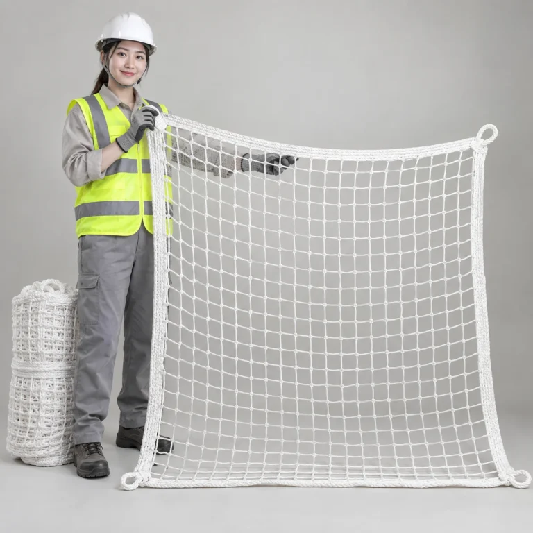 Lưới chống vật rơi sợi PP cường lực màu trắng bo viền gia cường