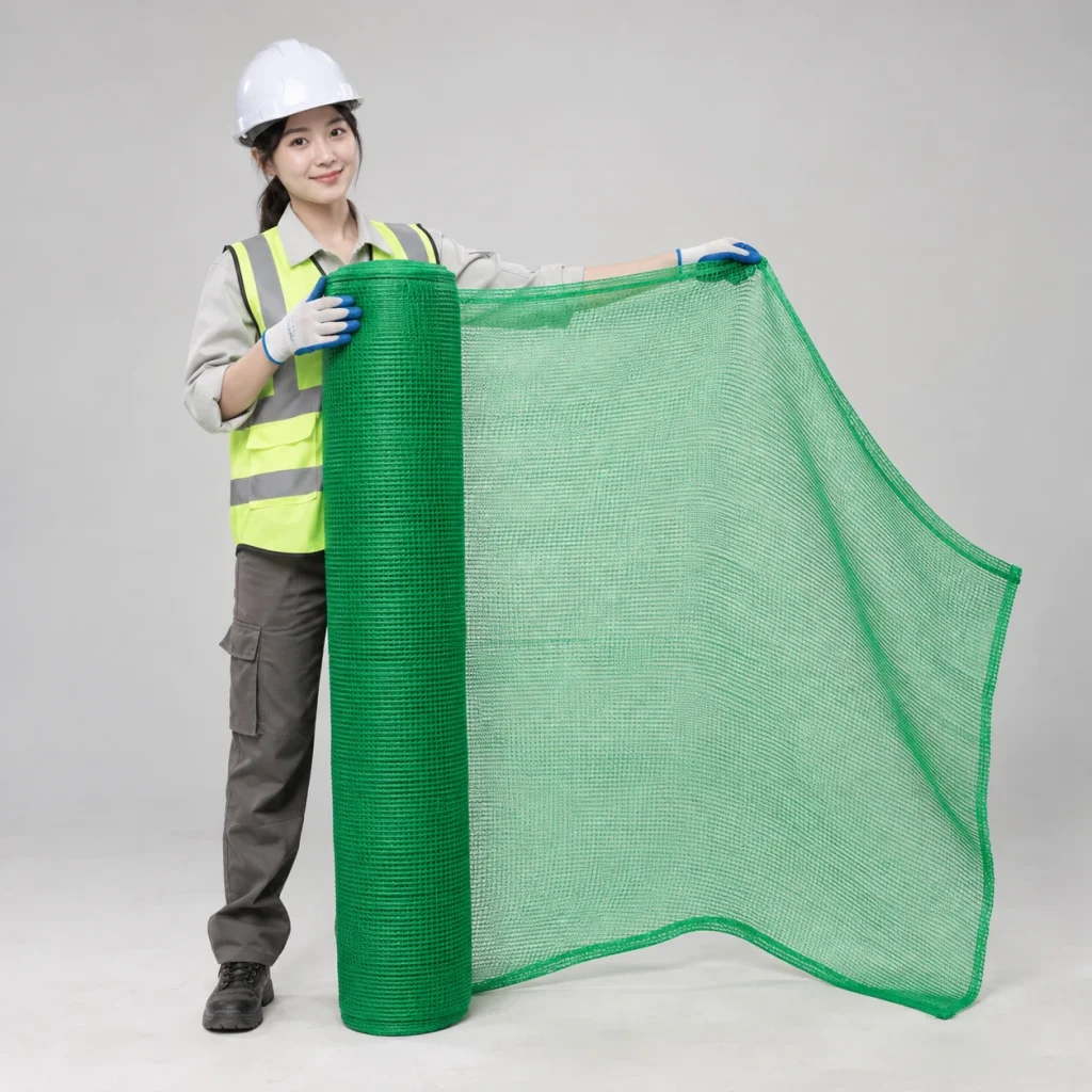Lưới chống vật rơi sợi polyester màu xanh lá mắt lưới nhỏ