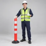 Cọc tiêu giao thông nhựa PE màu đỏ trắng cảnh báo ban đêm