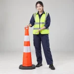 Cọc tiêu giao thông hợp kim nhẹ màu cam trắng gấp gọn di động