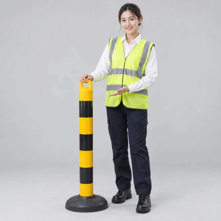 Cọc tiêu giao thông cao su đàn hồi màu vàng đen đế nặng chống đổ