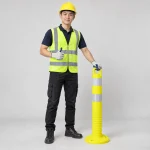 Thiết bị cảnh báo giao thông nhựa PE màu vàng chanh dải phản quang kép