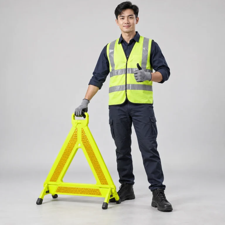 Thiết bị cảnh báo giao thông nhựa kỹ thuật phản quang màu vàng chanh gấp gọn di động