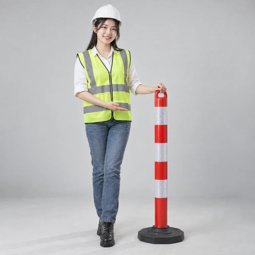 Thiết bị cảnh báo giao thông hợp kim nhẹ màu đỏ trắng dải phản quang kép