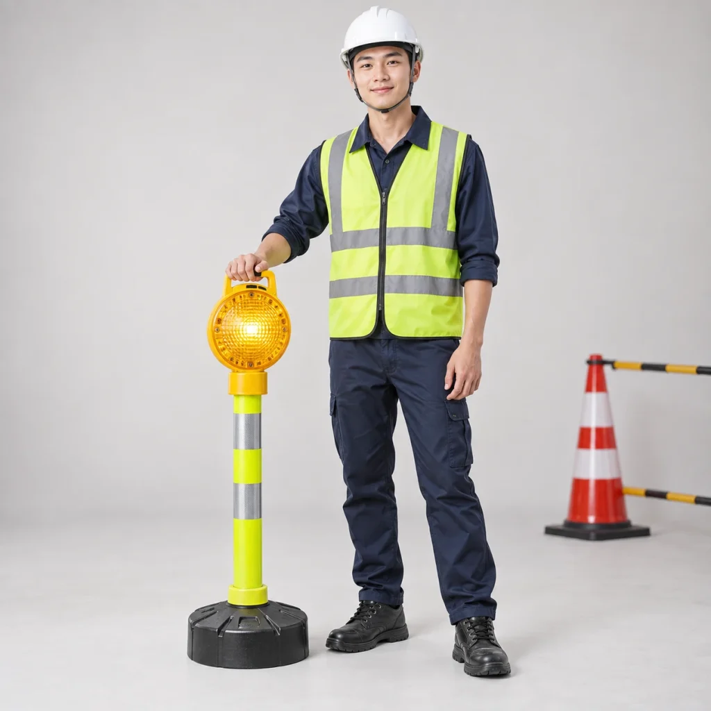 Đèn cảnh báo hợp kim nhẹ màu vàng chanh đế nặng chống đổ