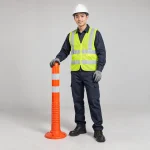 Đèn cảnh báo cao su đàn hồi màu cam trắng dải phản quang kép