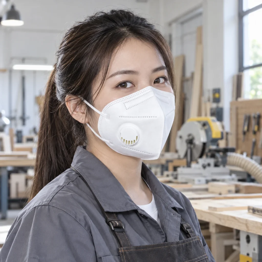 Khẩu trang bảo hộ sợi lọc đa lớp màu trắng van thở một chiều