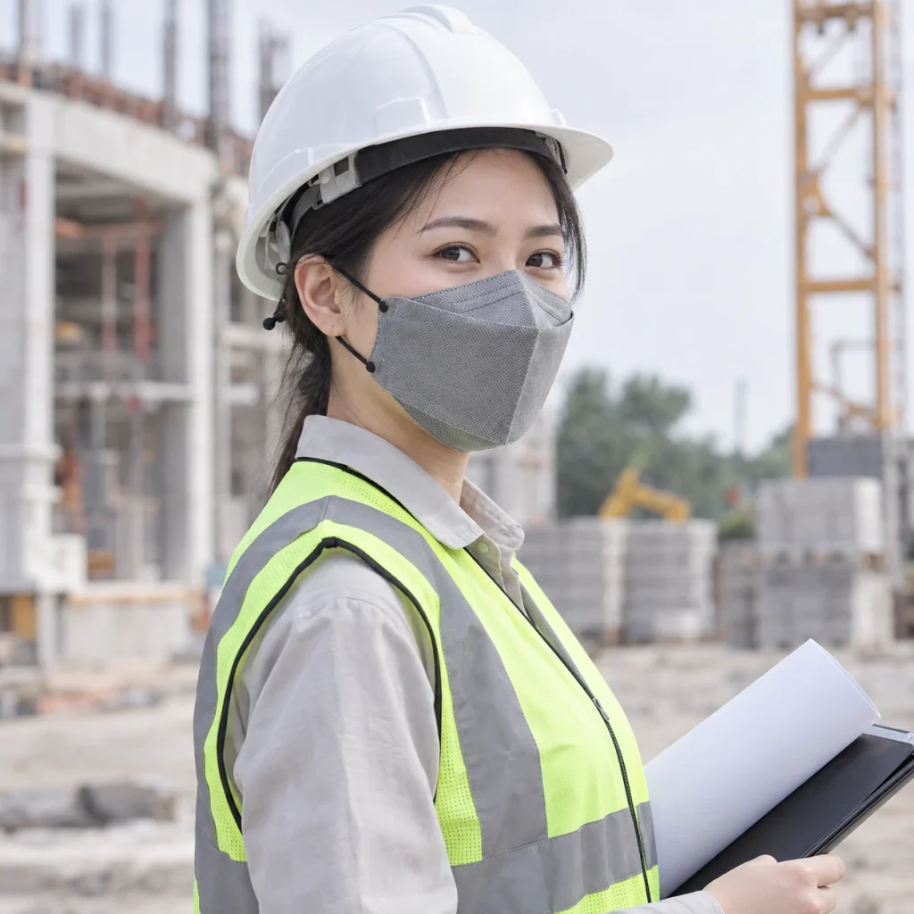 Khẩu trang bảo hộ vải không dệt màu xám dây đeo điều chỉnh