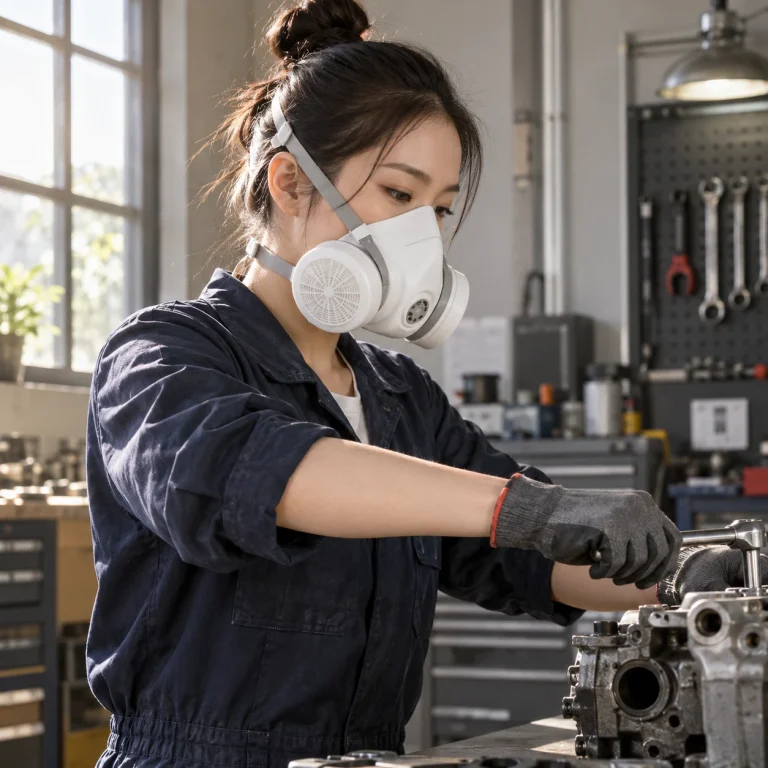 Mặt nạ phòng độc than hoạt tính màu trắng dây đeo điều chỉnh