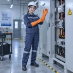 Găng tay cách điện sợi thủy tinh màu cam bề mặt chống trượt