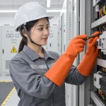 Găng tay cách điện vải phủ cao su màu cam thiết kế cách ly
