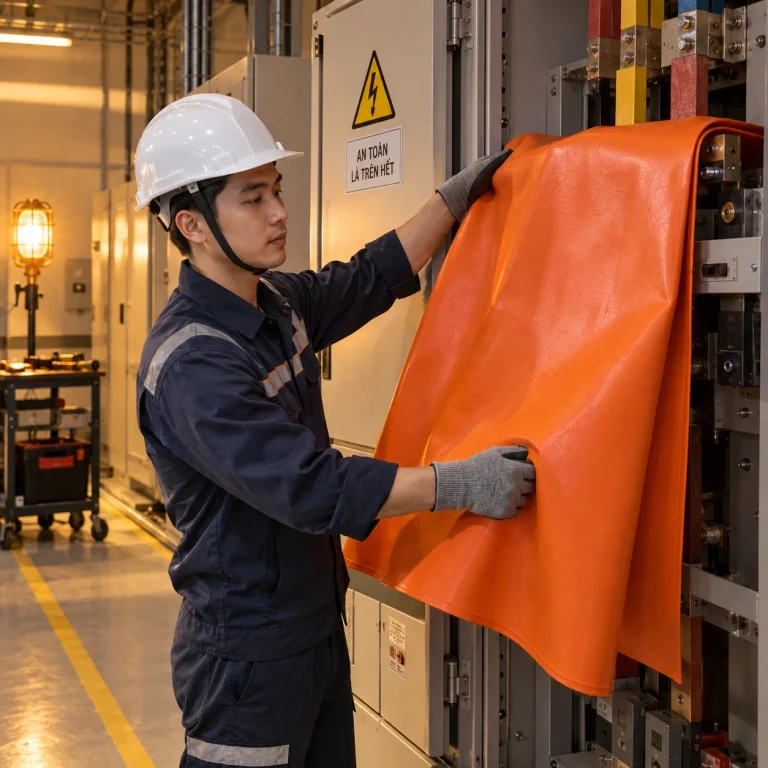 Thiết bị an toàn điện vải phủ cao su màu cam thiết kế cách ly