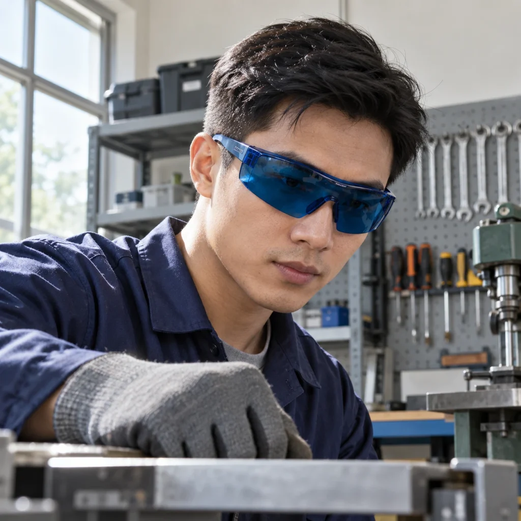 Kính bảo hộ polycarbonate trong màu xanh đậm chống tia UV