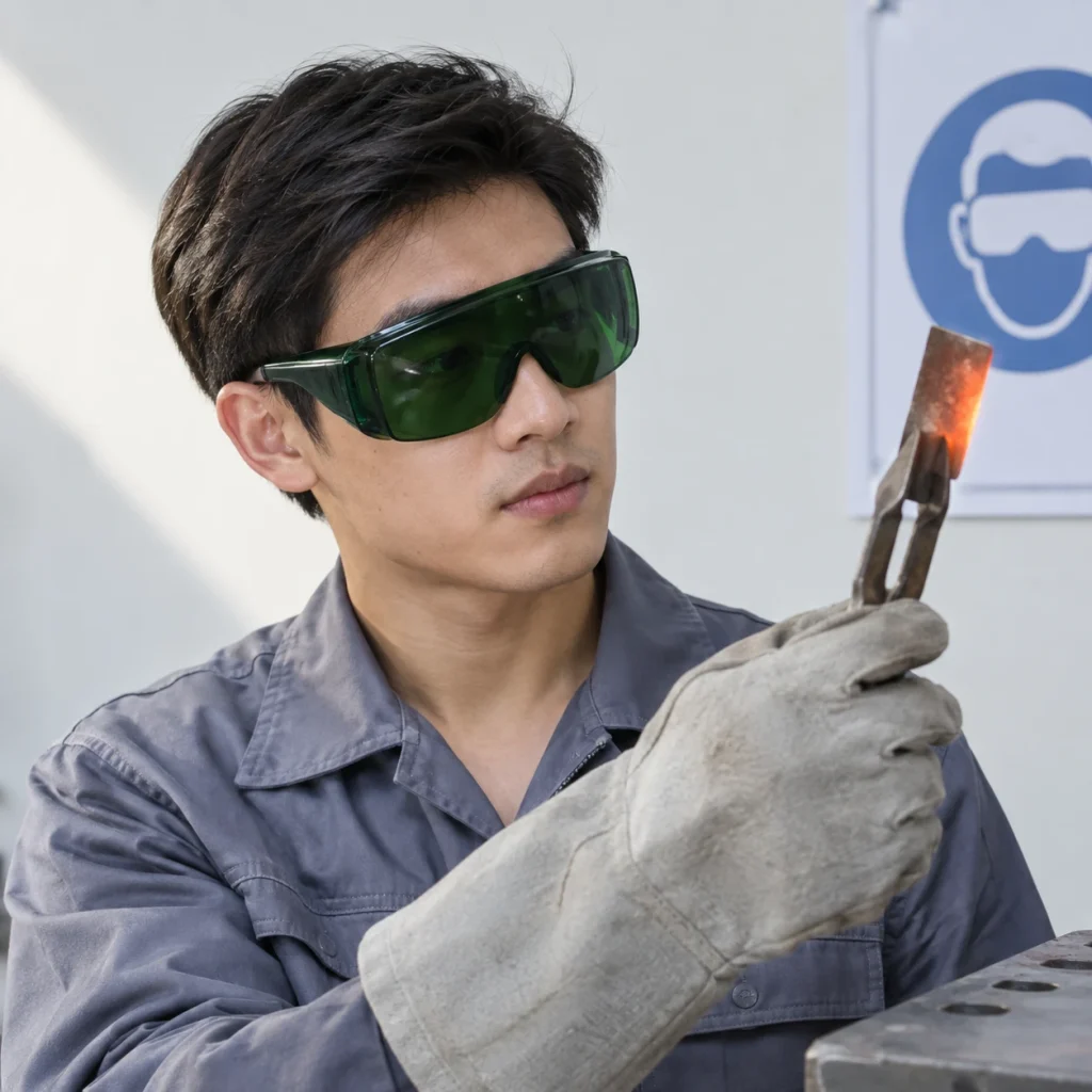Kính bảo hộ nhựa chịu nhiệt màu xanh đậm chống bắn văng