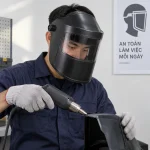 Mặt nạ hàn nhựa chịu nhiệt màu đen chống bắn văng