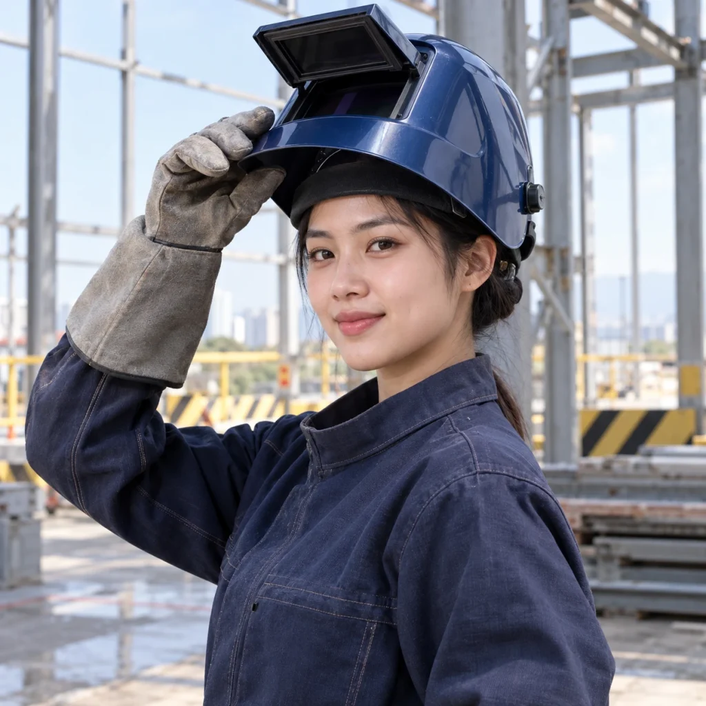 Mặt nạ hàn vật liệu lọc sáng màu xanh đậm lật mở tiện dụng