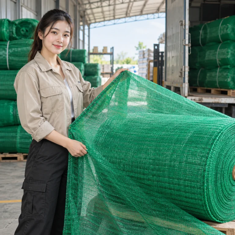Lưới bao che công trình sợi PP cường lực màu xanh lá chống tia UV