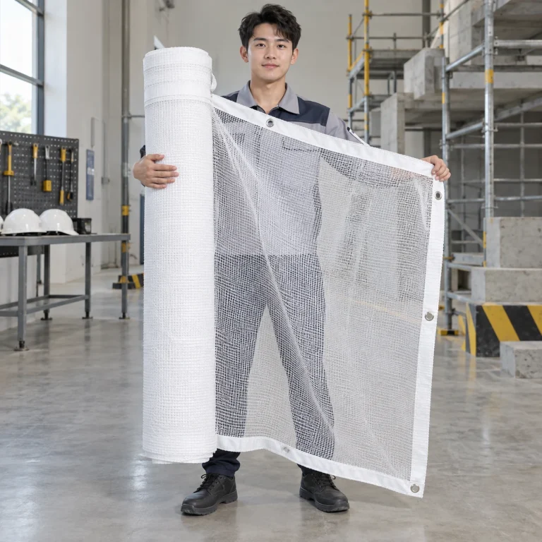 Lưới bao che công trình sợi HDPE màu trắng bo viền gia cường
