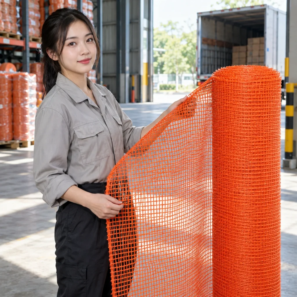 Lưới chống vật rơi sợi polyester màu cam mắt lưới nhỏ