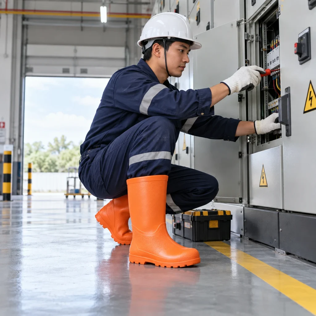 Ủng cách điện composite kỹ thuật màu cam bề mặt chống trượt