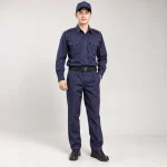 Đồng phục bảo vệ vải kaki cotton màu tím than thoáng lưng