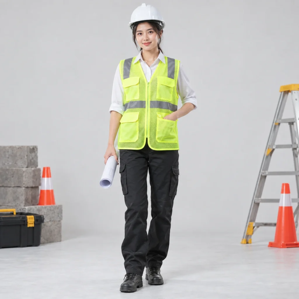 Áo phản quang kỹ sư lưới polyester màu vàng chanh phối lưới thoáng khí