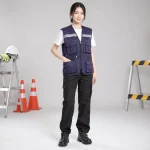 Áo gile bảo hộ vải gió nhẹ màu tím than túi hộp đa năng