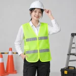Áo gile bảo hộ lưới mắt nhỏ màu xanh chuối dây dán điều chỉnh
