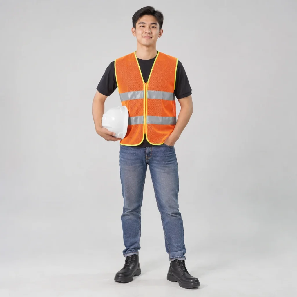 Áo lưới công trường màu cam