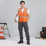 Áo gile túi hộp lưới mắt nhỏ màu cam phối lưới thoáng khí