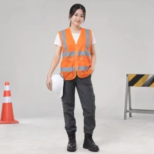 Áo phản quang dải bạc vải gió nhẹ màu cam phối lưới thoáng khí