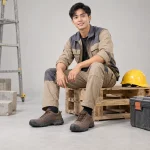 Giày bảo hộ thể thao vải canvas màu nâu đế chống trượt