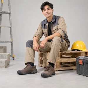 Giày bảo hộ thể thao vải canvas màu nâu đế chống trượt